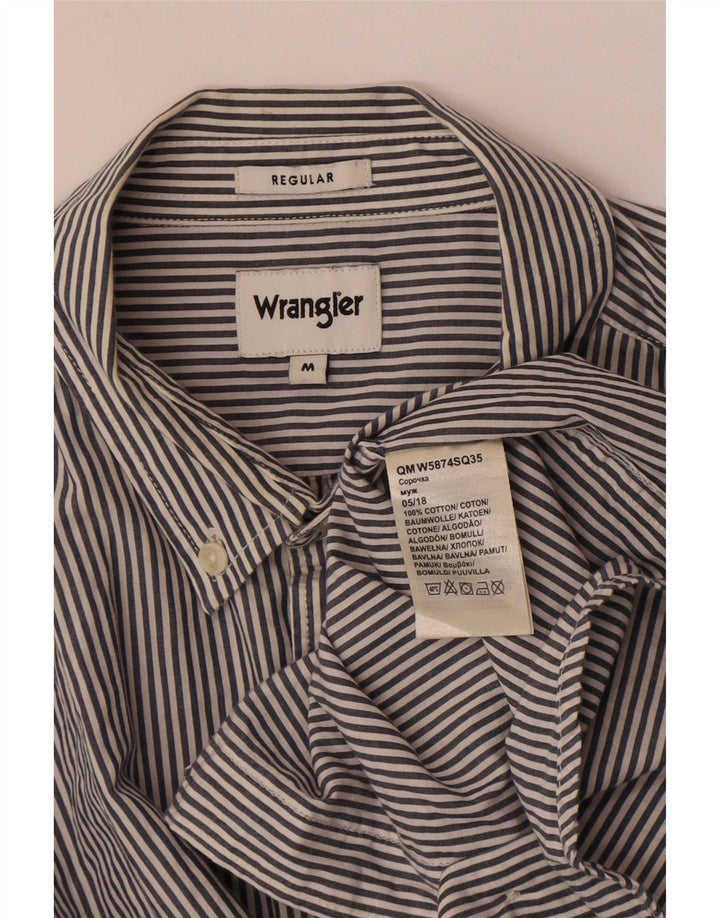 Wrangler Herren-Hemd mit normaler Passform, mittelgraue Nadelstreifen-Baumwolle