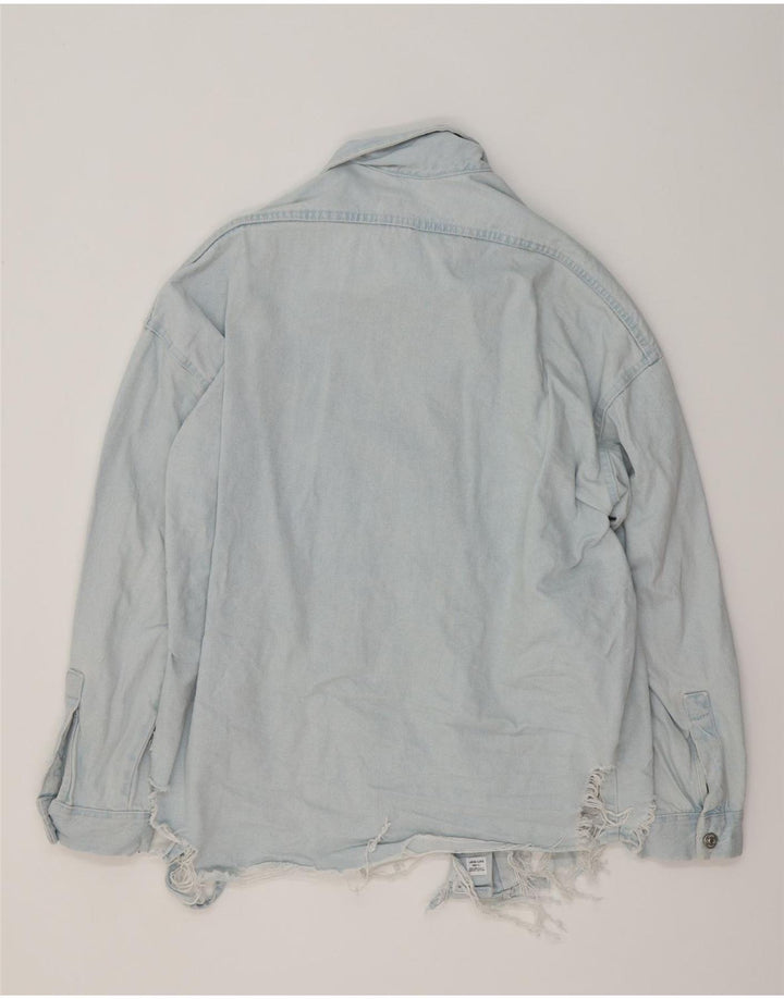 ZARA Damen Übergroßes Jeanshemd UK 10 Small Blaue Baumwolle