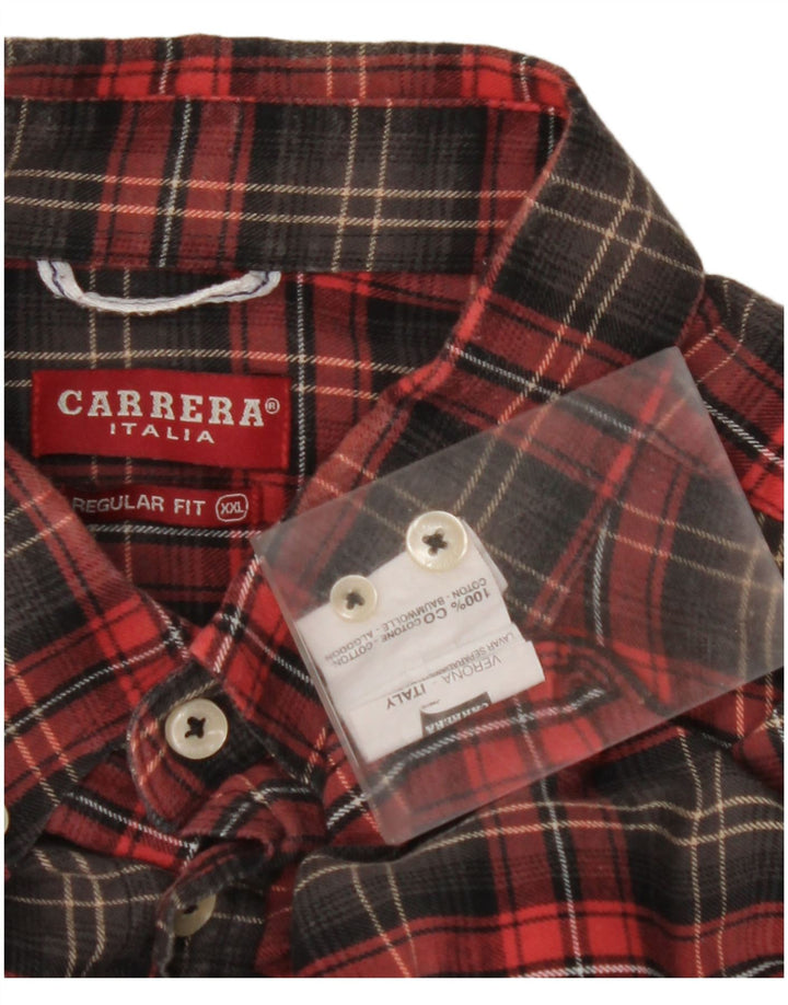 CARRERA Herren-Flanellhemd mit normaler Passform, 2XL, rot kariert, Baumwolle
