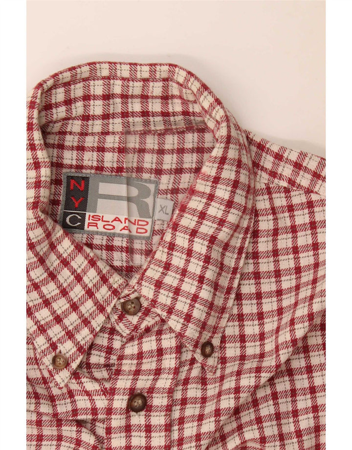 Vintage Herren Flanellhemd XL Burgunderrot kariert