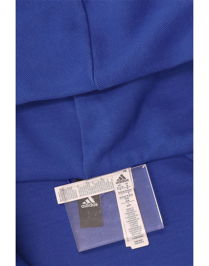 ADIDAS Damen Graphic Zip Hoodie Pullover UK 12/14 Mittelblaue Baumwolle