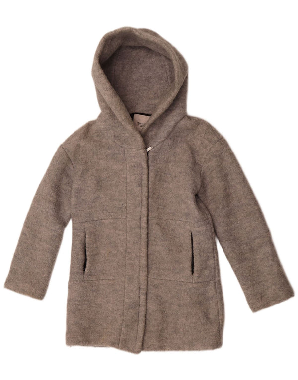 Zara Damen Trafaluc Übergroßer Mantel mit Kapuze UK 6 XS Graue Wolle