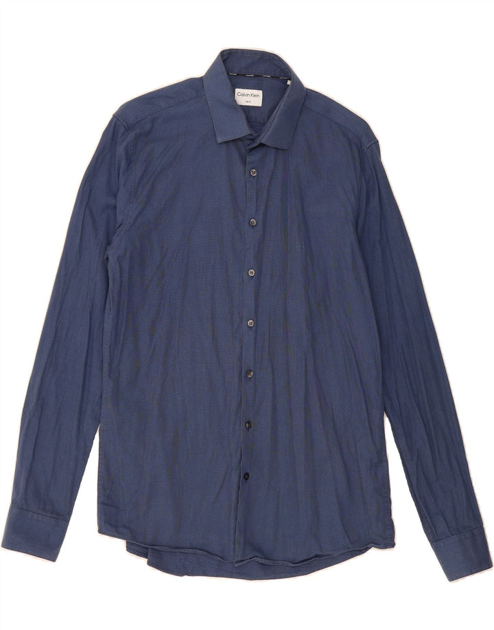 CALVIN KLEIN Mens Slim Fit Shirt Size 41 Large Blue Cotton Vintage Calvin Klein and Second-Hand Calvin Klein from Messina Hembry 