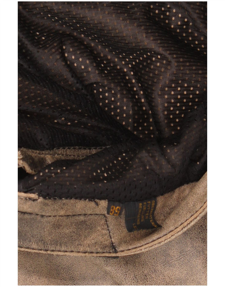 MODEKA Herren-Bikerhose, Größe 58, 3XL, W36, L31, graues Batik-Leder