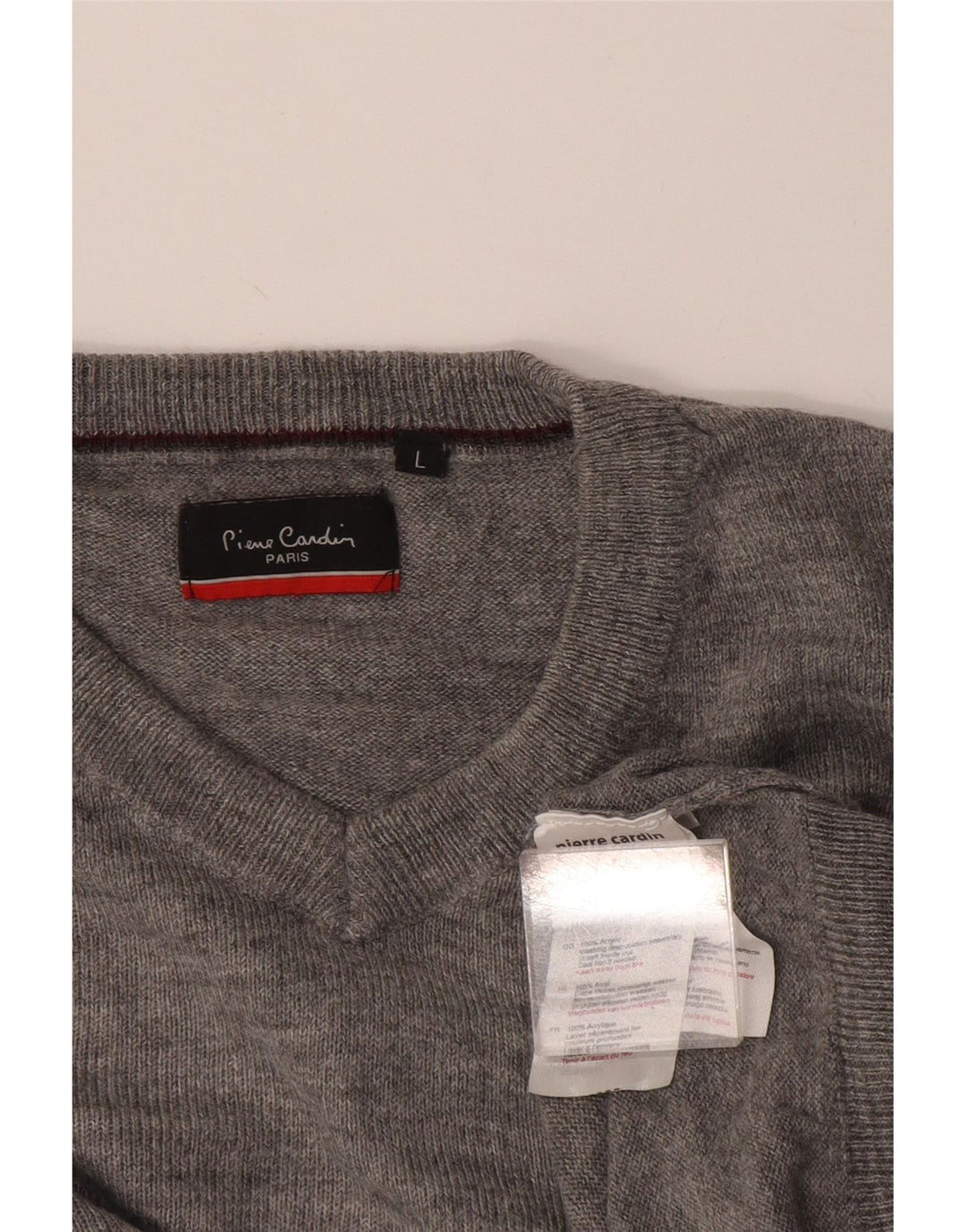 Pierre Cardin Herren-Pullover mit V-Ausschnitt, großes graues Acryl