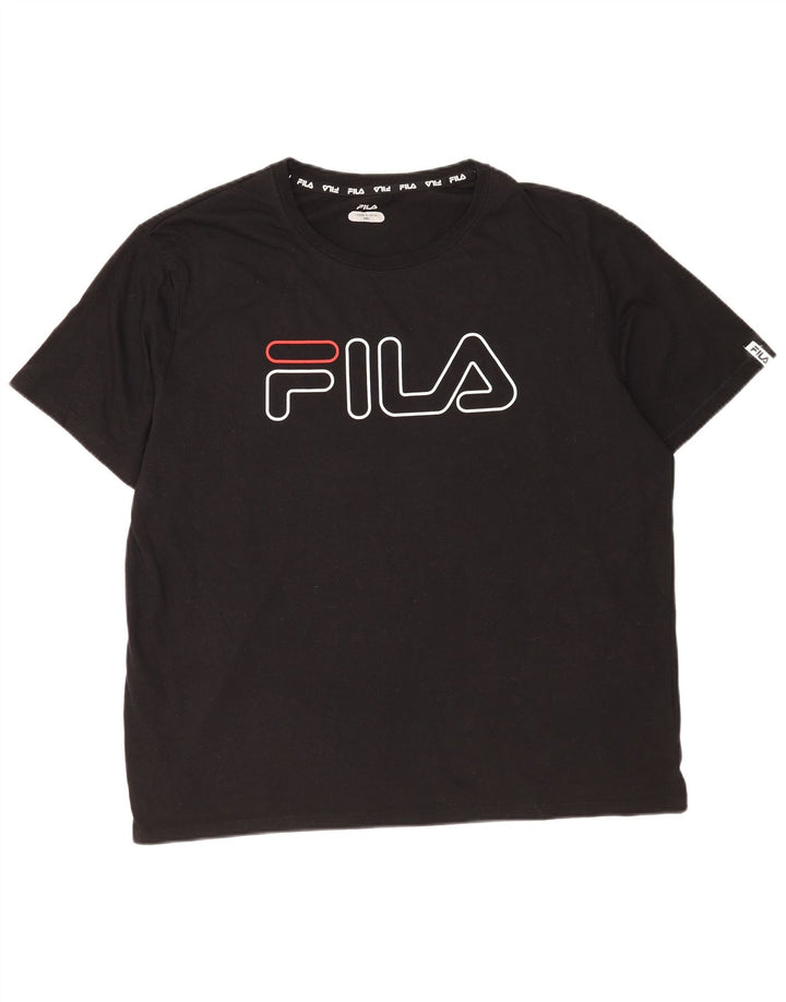 Fila Herren Grafik T-Shirt Top 3XL Schwarz Baumwolle