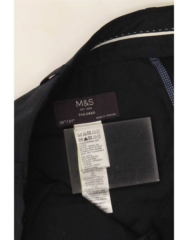 Maßgeschneiderte Herrenanzughose von Marks & Spencer, W36 L31, Marineblau mit Nadelstreifen