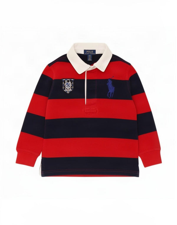 Polo Ralph Lauren Rugby-Poloshirt mit Grafik für Jungen, 2–3 Jahre, Marineblau gestreift