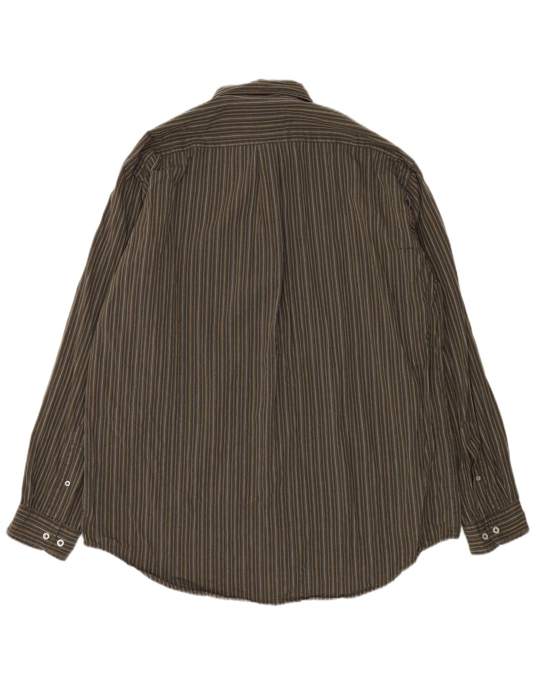 Marlboro Classics Herrenhemd 2XL Khaki gestreift aus Baumwolle