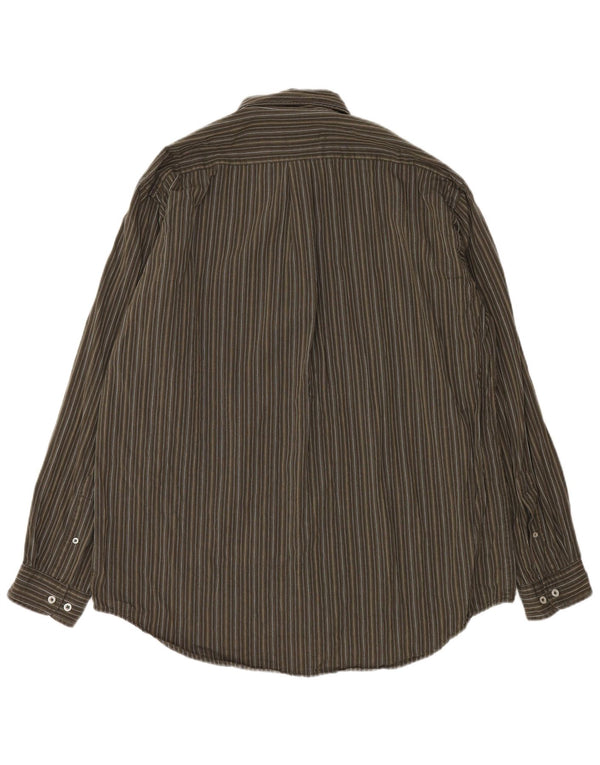 Marlboro Classics Herrenhemd 2XL Khaki gestreift aus Baumwolle