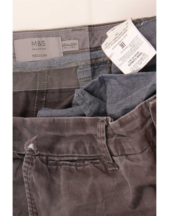 Marks & Spencer Herren-Chinohose, normal, W34, L33, Grau, Baumwolle