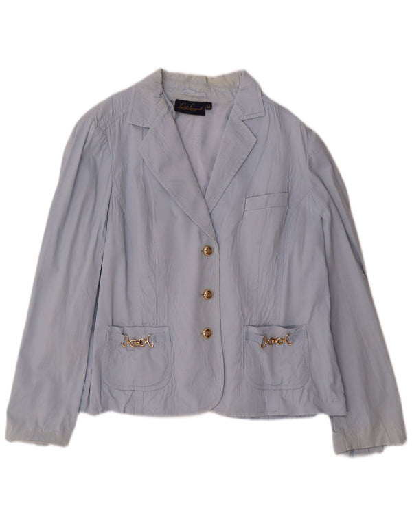 Luisa Spagnoli Damen 3-Knopf-Blazerjacke IT 48 XL Blaue Baumwolle