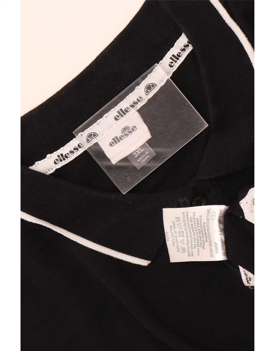 Ellesse Herren Poloshirt 3XL Schwarz Baumwolle