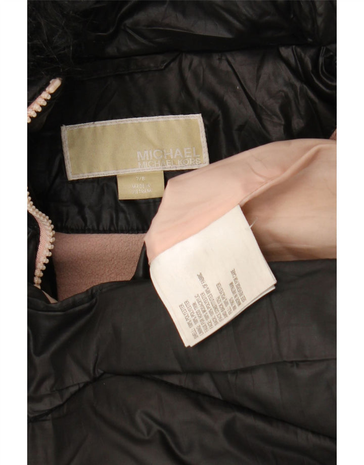 MICHAEL KORS Wattierte Mädchenjacke mit Kapuze, 7–8 Jahre, schwarzes Polyester