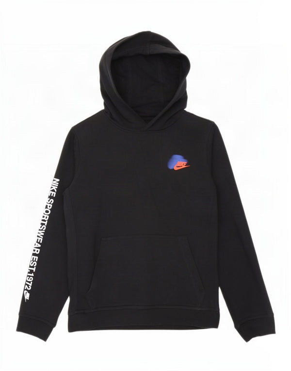 Nike Jungen-Pullover mit grafischem Kapuzenpullover, 12–13 Jahre, groß, schwarze Baumwolle