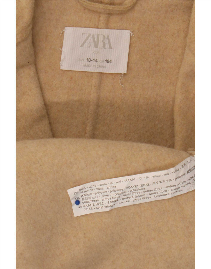 Zweireihiger Mantel für Mädchen von Zara, 13–14 Jahre, beige Wolle