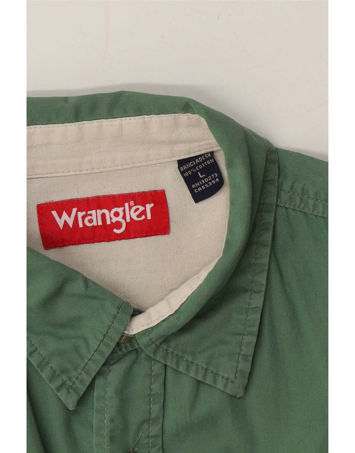 Wrangler Herren-Kurzarmhemd, groß, grüne Baumwolle