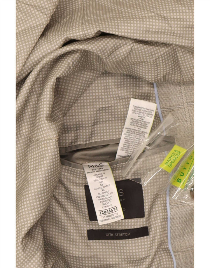 Marks & Spencer Maßgeschneiderte Herren-Blazerjacke mit 2 Knöpfen, Gr. 42, groß, grau kariert