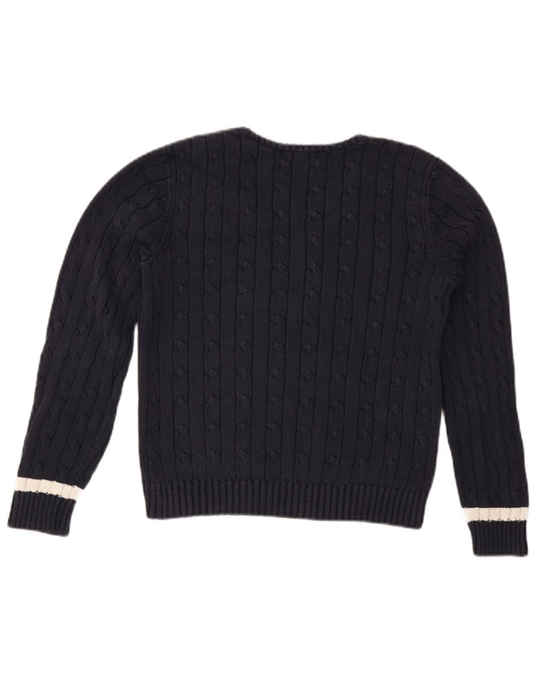 CHAPS Damen Crop V-Ausschnitt Pullover Pullover UK 10 Small Marineblau Baumwolle