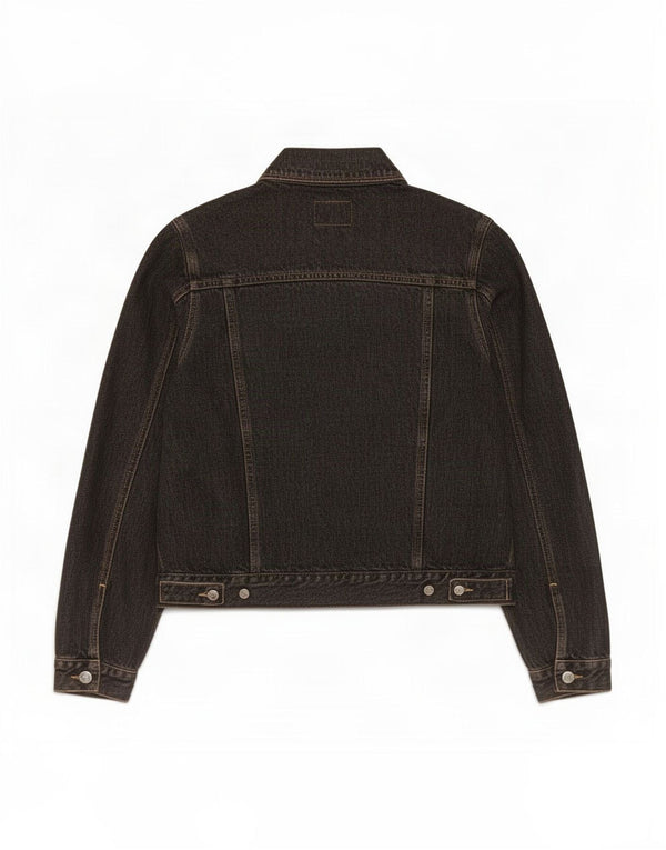 Calvin Klein Jeans Damen Crop Denim Jacke UK 14 Mittelschwarze Baumwolle