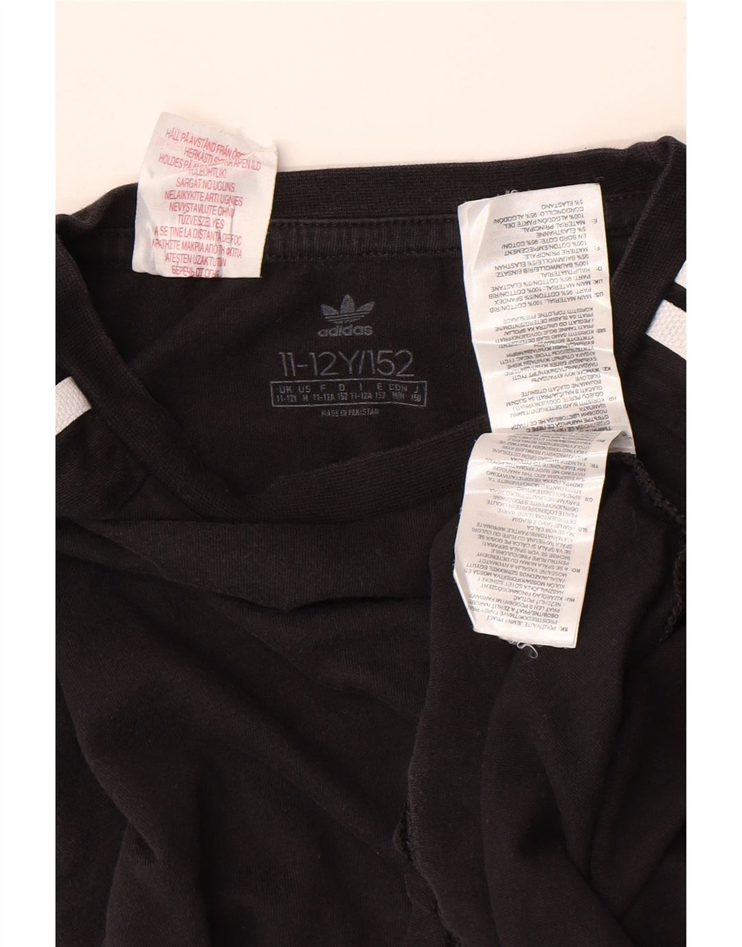 Adidas Jungen Top Langarm 11-12 Jahre Schwarze Baumwolle