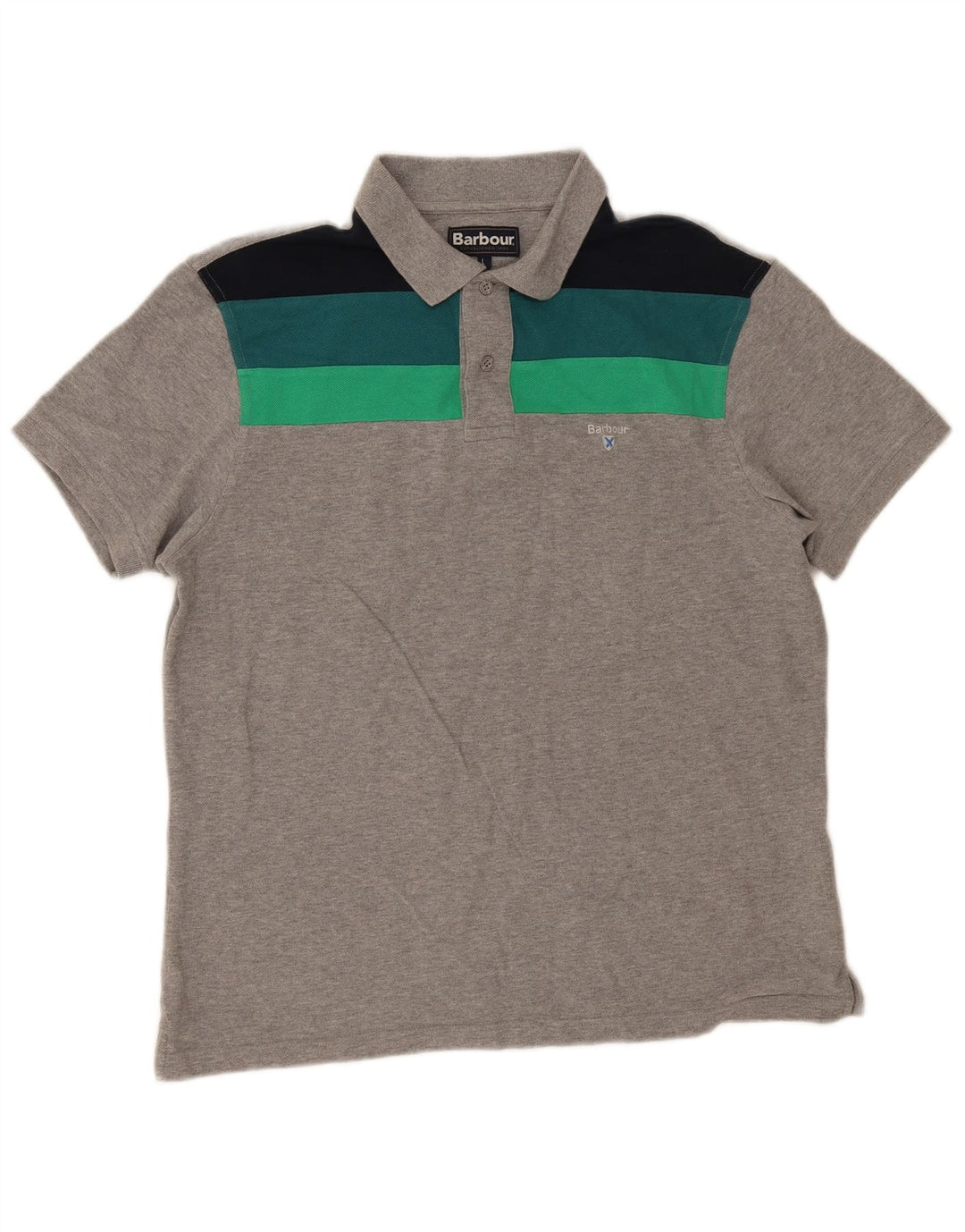 Barbour Herren-Poloshirt, große graue Colourblock-Baumwolle