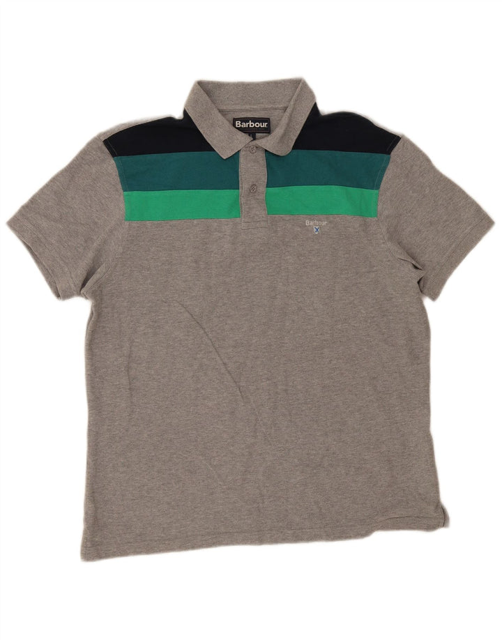 Barbour Herren-Poloshirt, große graue Colourblock-Baumwolle