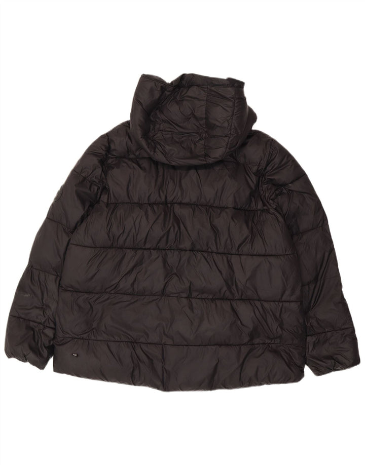 Zara Damen-Jacke mit Kapuze, gepolstert, UK 16, Größe L, Schwarz, Polyester
