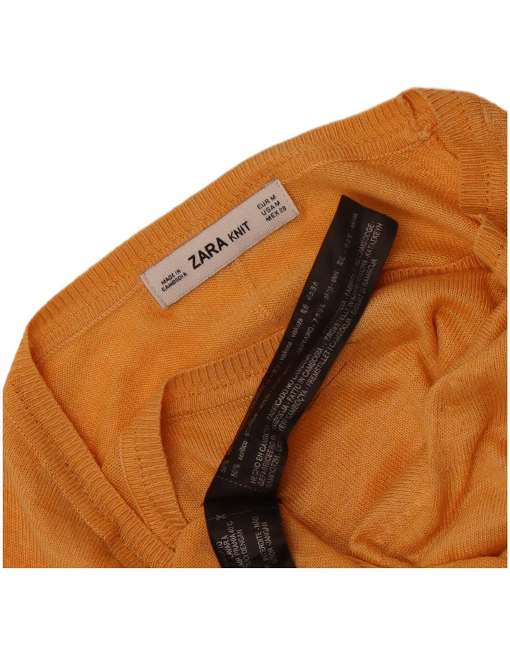 Zara Damen-Pullover mit U-Boot-Ausschnitt, UK 12, mittelorange Viskose