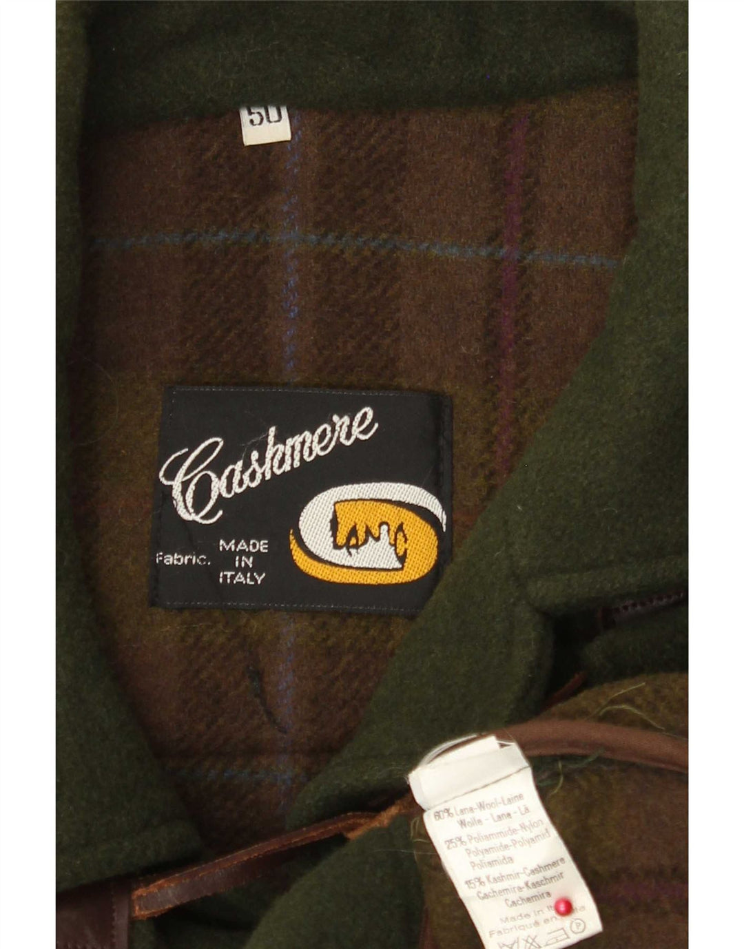 Vintage Herren Dufflecoat mit Kapuze IT 50 Große grüne Wolle
