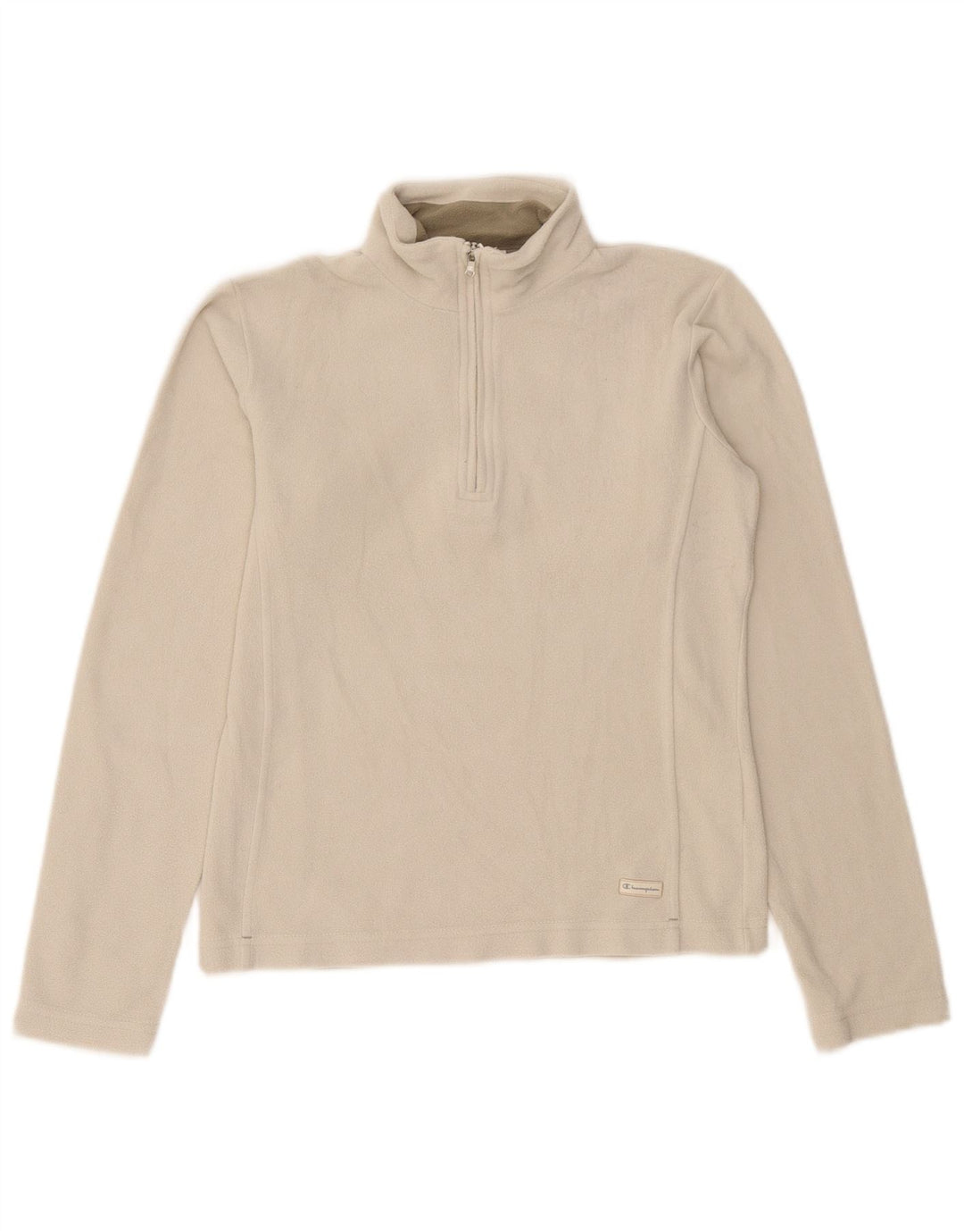 Champion Damen-Fleecepullover mit Reißverschluss am Hals, UK 10, Größe S, Beige, Polyester