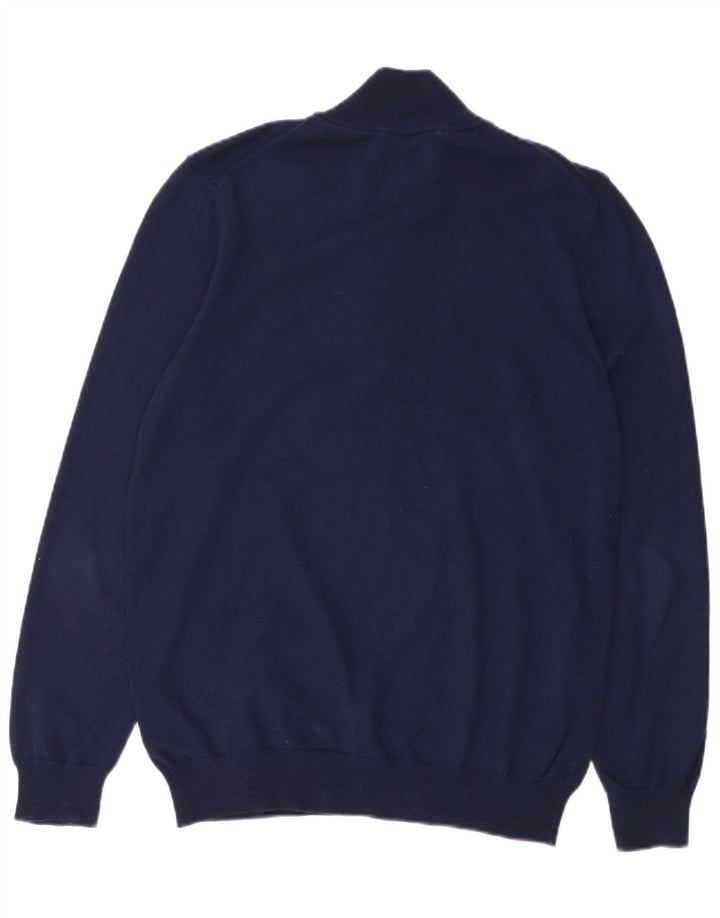 Lyle & Scott Herren-Pullover mit Reißverschluss am Hals, mittelmarineblaue Baumwolle