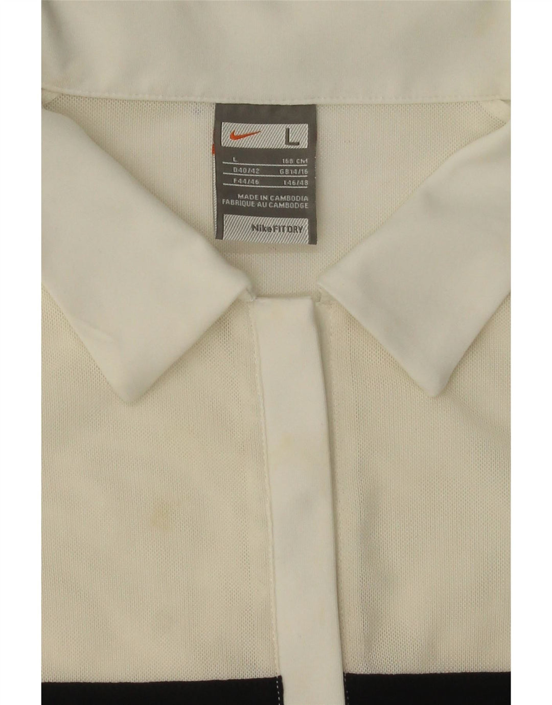 NIKE Womens Polo Shirt UK 14/16 Large White Colourblock Vintage Nike and Second-Hand Nike from Messina Hembry 