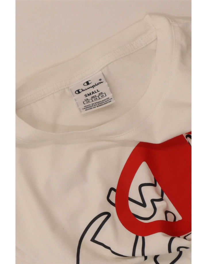 Champion Damen Grafik-T-Shirt-Oberteil UK 10 Small Weiß