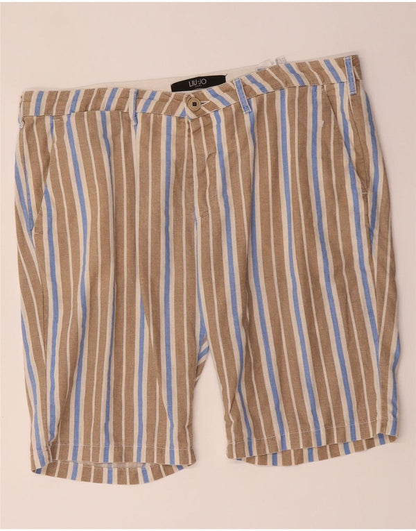 Liu Jo Herren-Chinoshorts IT 52 XL W38 Beige gestreifte Baumwolle