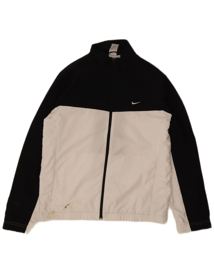 Nike Herren-Trainingsanzug-Top-Jacke aus mittelschwarzem Colourblock-Polyester