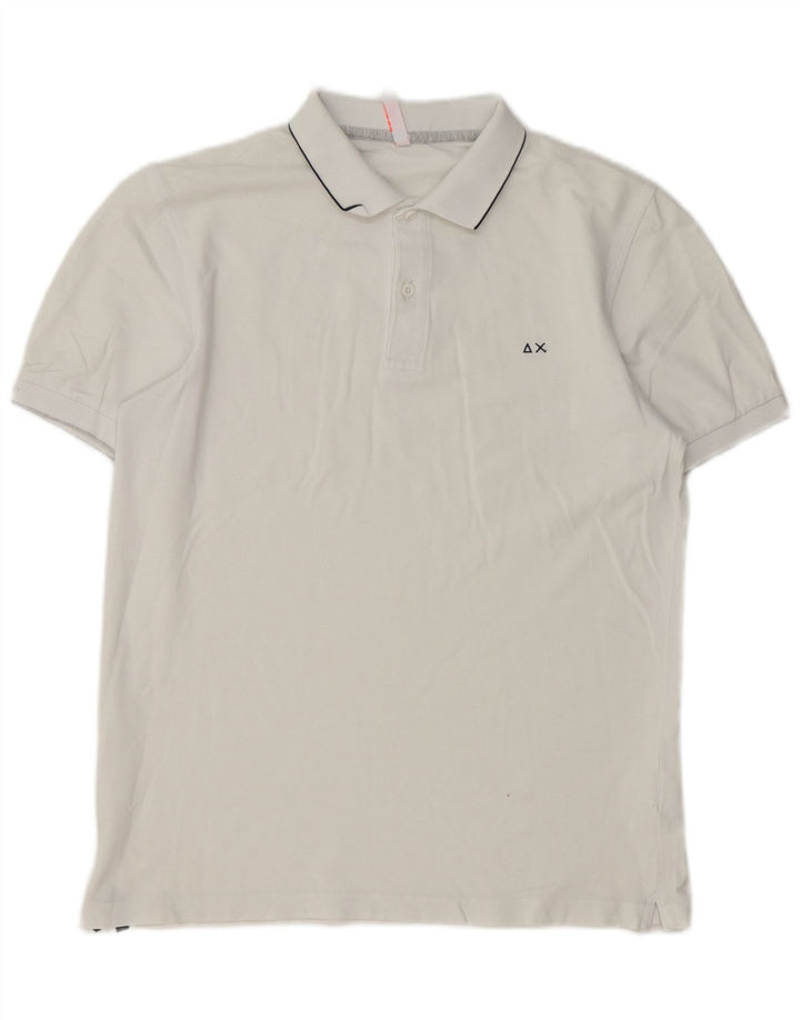 Sun68 Herren-Poloshirt aus mittelweißer Baumwolle