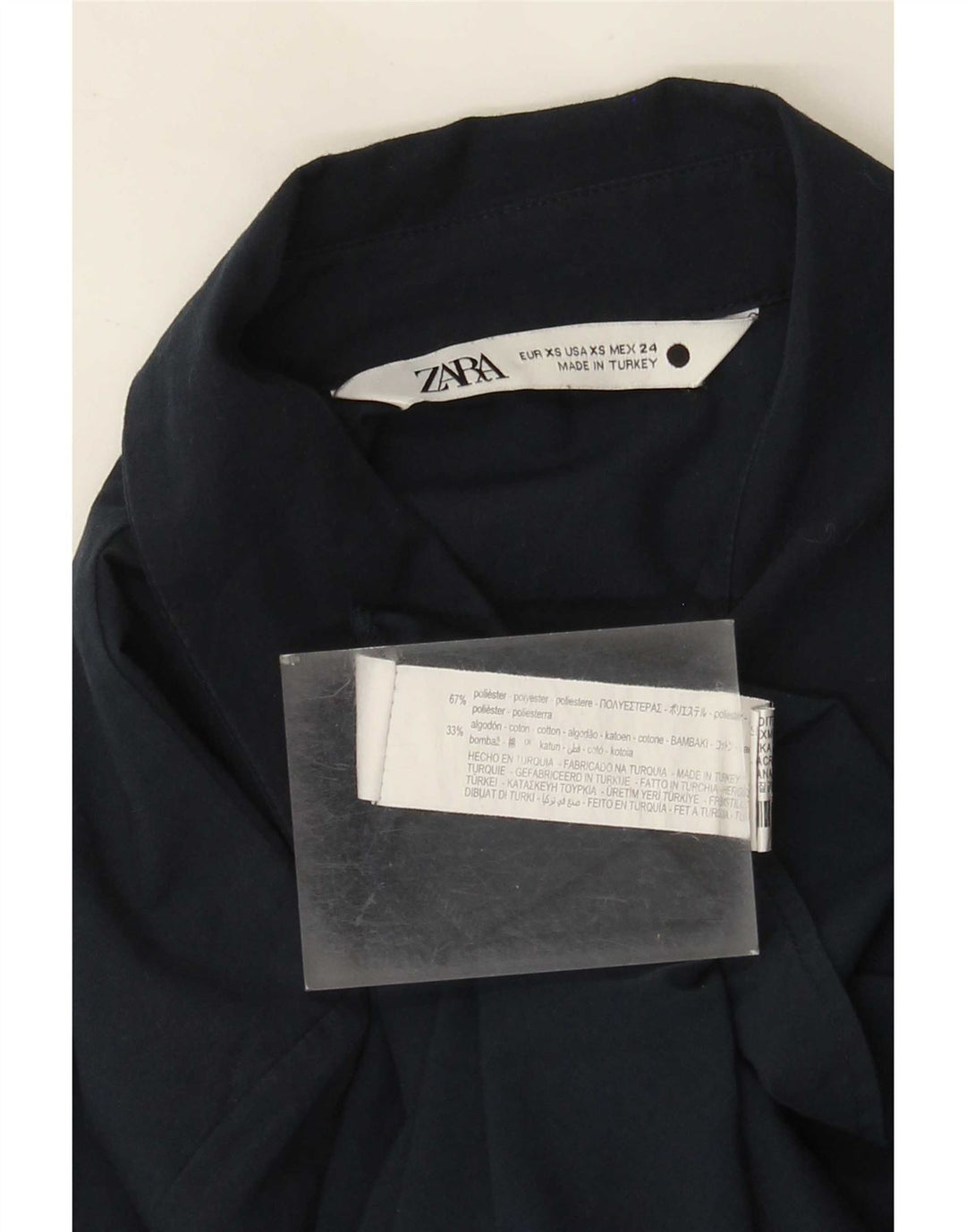 Zara Damen Übergroßes Hemdkleid UK 6 XS Marineblau Polyester
