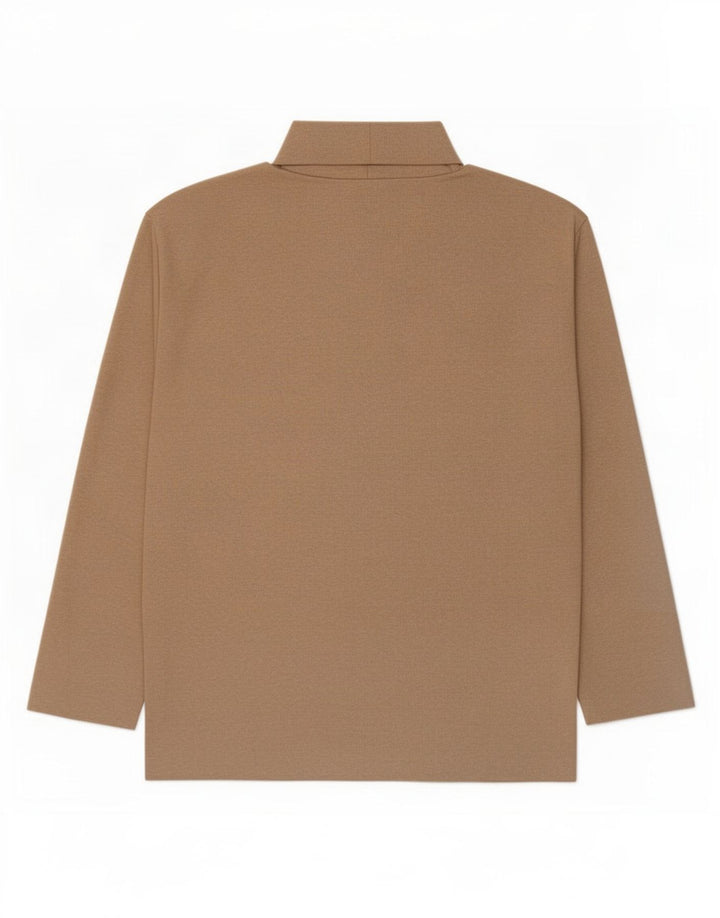 Zara Damen Top Langarm UK 14 Medium Beige Polyester