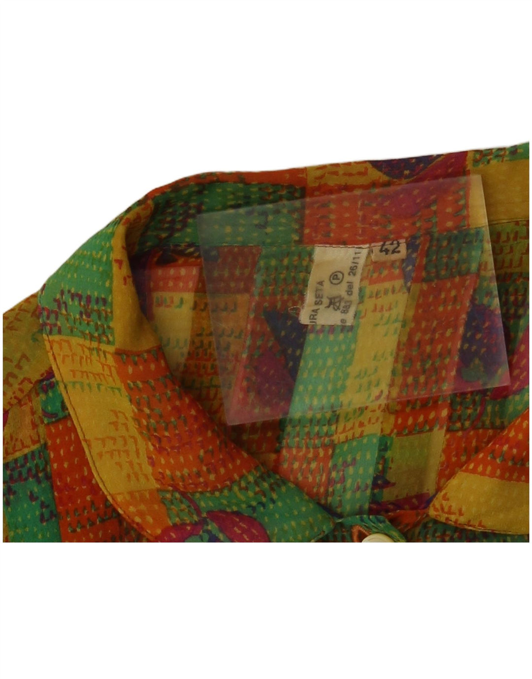 VINTAGE Damen Hemdbluse IT 42 Medium Mehrfarbig Patchwork