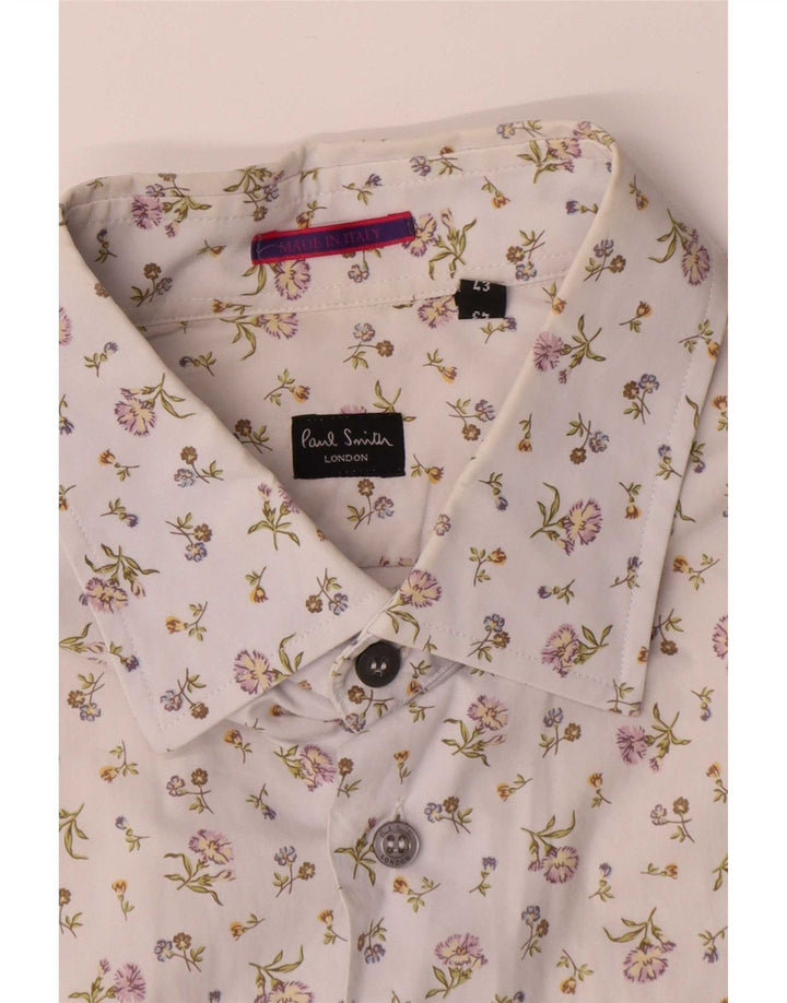 Paul Smith Herrenhemd Größe 43 17 XL Weiß geblümt