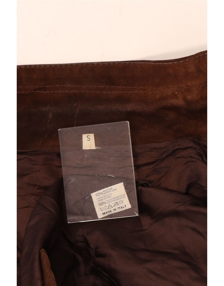 Vintage Damen-Blazer mit 3 Knöpfen, übergroß, aus Wildleder, Gr. 10, Größe S, Braun