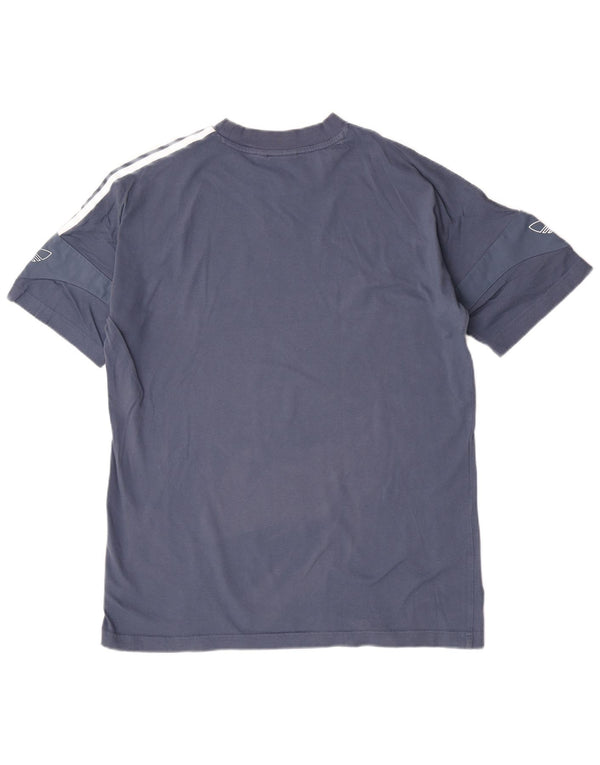 Adidas Herren Kurzarm-T-Shirt mit normaler Grafik, mittelblaue Baumwolle