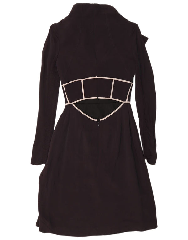 Vintage Damen Langarm Maxikleid IT 40 Small Schwarz