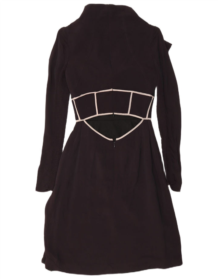 Vintage Damen Langarm Maxikleid IT 40 Small Schwarz