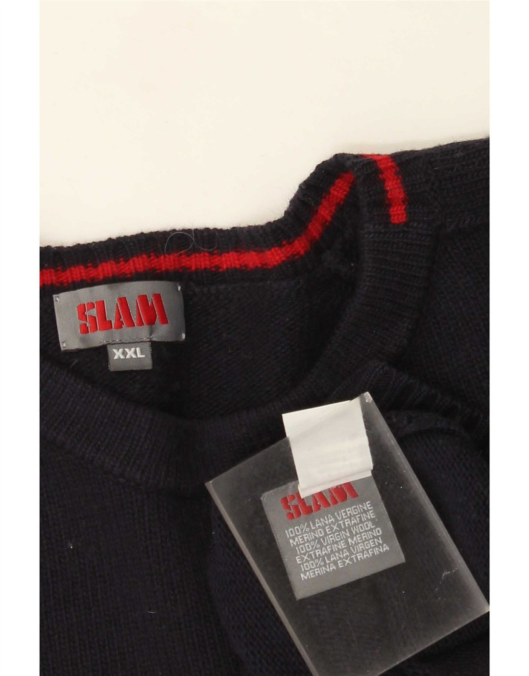 Slam Herren-Pullover mit U-Boot-Ausschnitt, 2XL, marineblaue Wolle