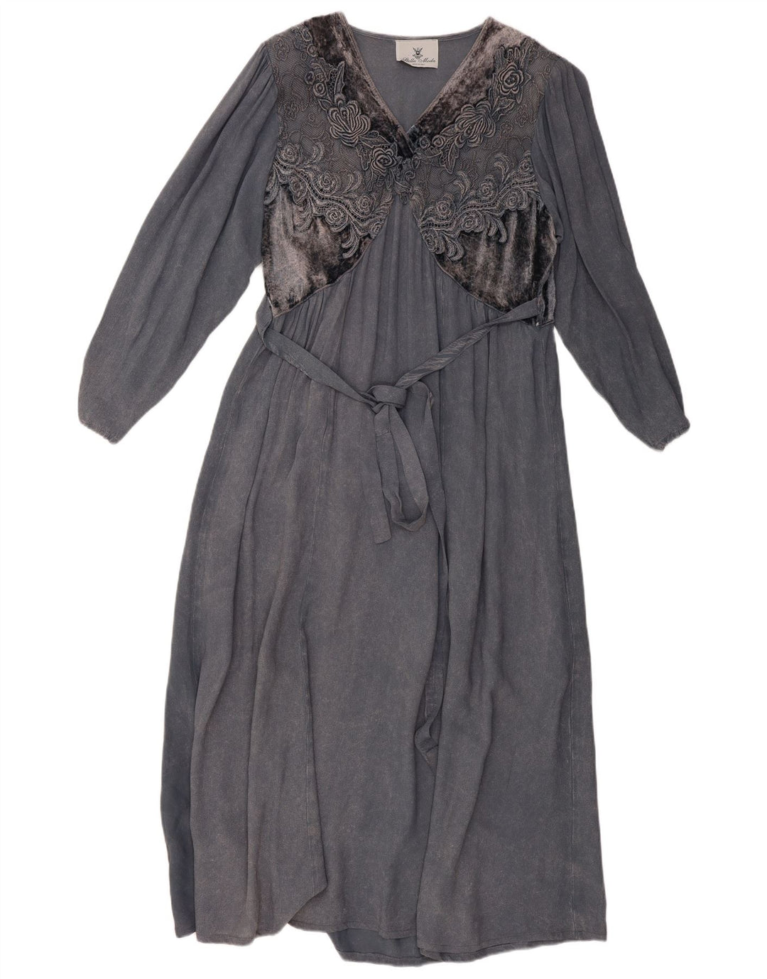 STELLA MODA Damen Langarm-Maxikleid UK 12 Mittelgrau