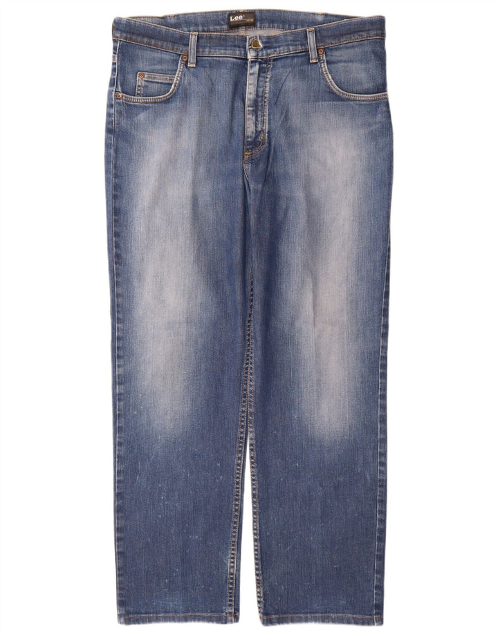 Lee Herren Brooklyn Straight Jeans W38 L31 Blaue Baumwolle