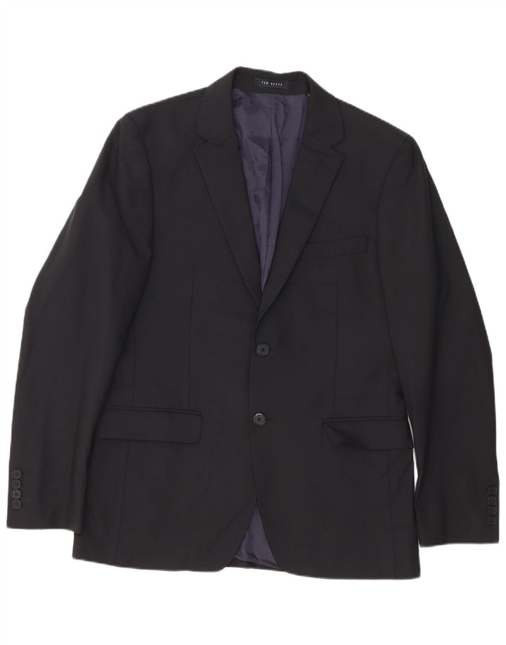 Ted Baker Herren-Blazer mit 2 Knöpfen, reguläre Passform, UK 38, mittelschwarz, Baumwolle