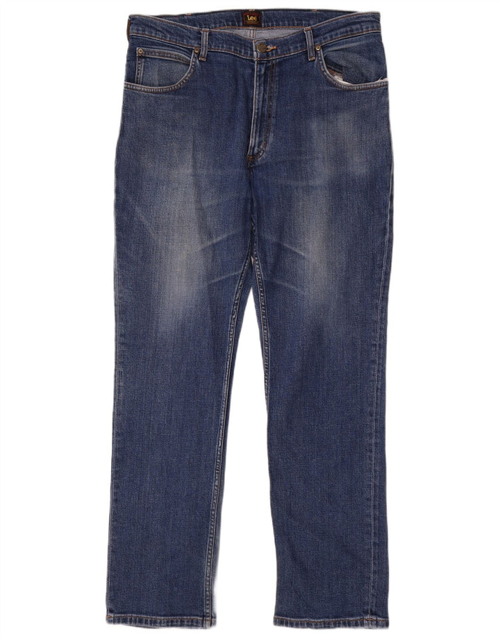 Lee Herren Brooklyn Straight Jeans W36 L32 Blaue Baumwolle